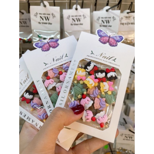 Charm nơ nail cao cấp, Charm nơ gắn móng túi