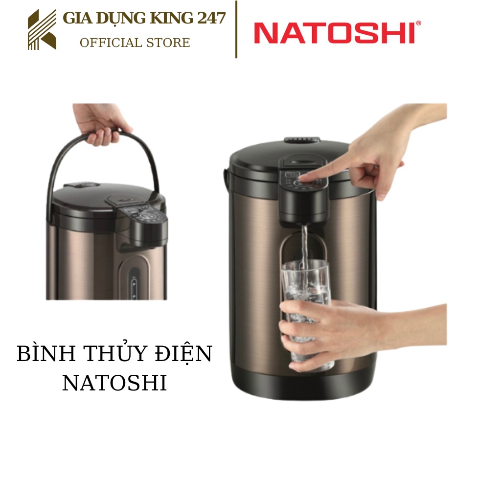 Bình thủy điện, phích đun nước điện Natoshi NS-14, dung tích 4L - Đun nước sôi nhanh chóng - Bảo hành 12 tháng