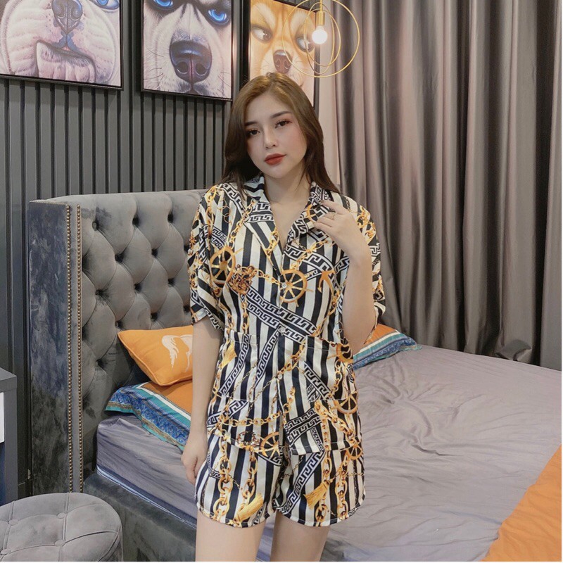Đồ bộ pijama, bộ lụa satin cộc đùi cao cấp mềm mịn, thoáng mát hoạ tiết đẹp | BigBuy360 - bigbuy360.vn