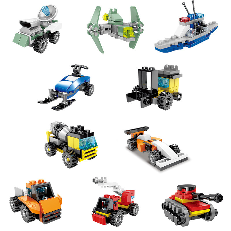 Bộ đồ chơi LEGO lắp ráp xe cảnh sát/xe quân sự/xe cứu hỏa/robot/xe cơ khí 10 trong 1