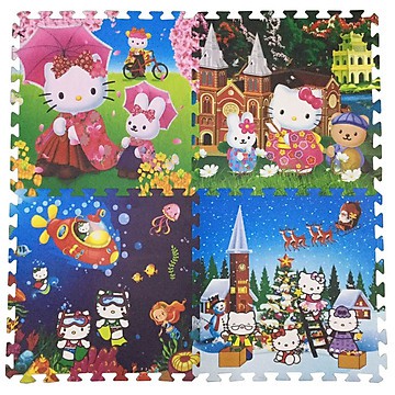 Bộ 4 tấm thảm xốp lót sàn cho bé hình Kitty
