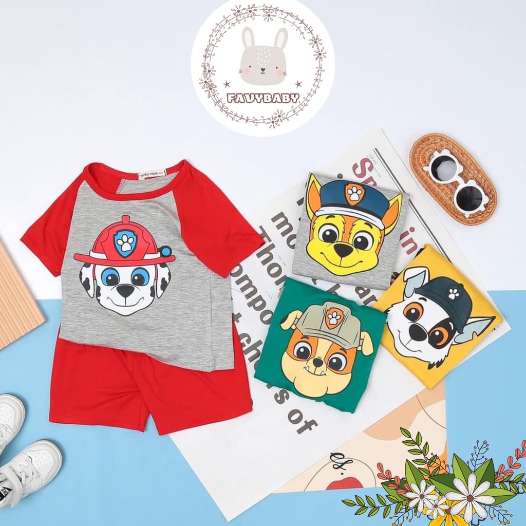Đồ Bộ MINKY MOM Bé Trai Bé Gái Tay Ngắn Vải Thun Lạnh Raplan Đội Chó Cứu Hộ Trẻ Em 8-18kg 0 1 2 3 4 5 Tuổi -Favybaby