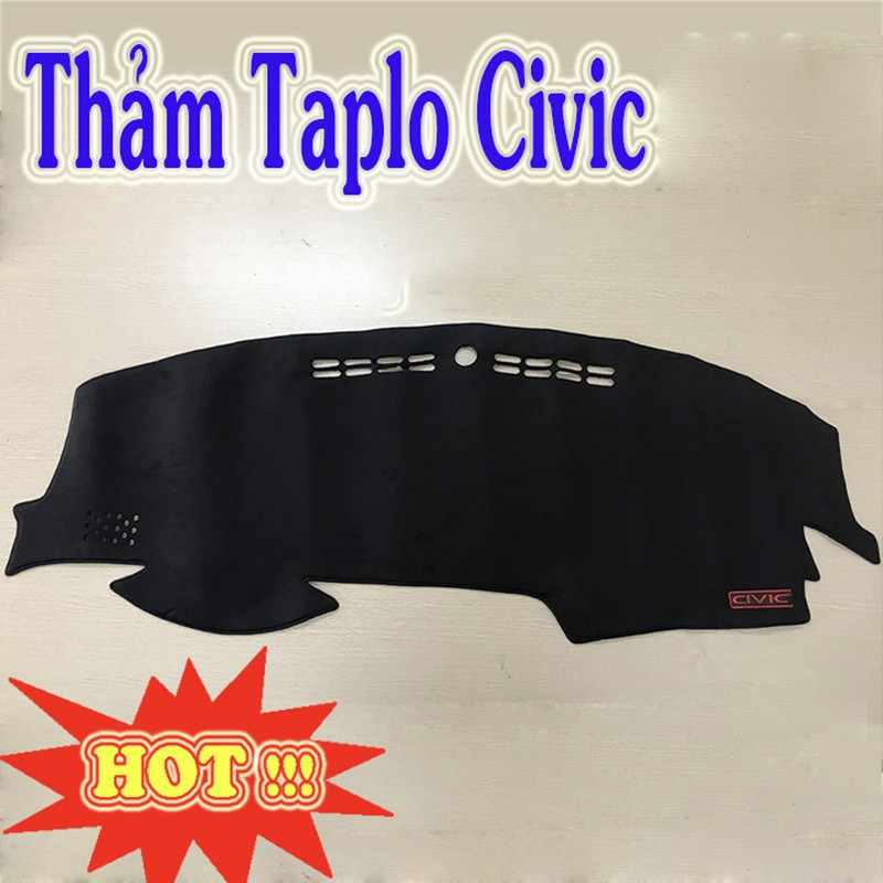 Thảm Taplo Xe Honda Civic 2018 2019 2020 Mẫu Nhung Lông Cừu, Mặt Dưới có Chống Trượt.