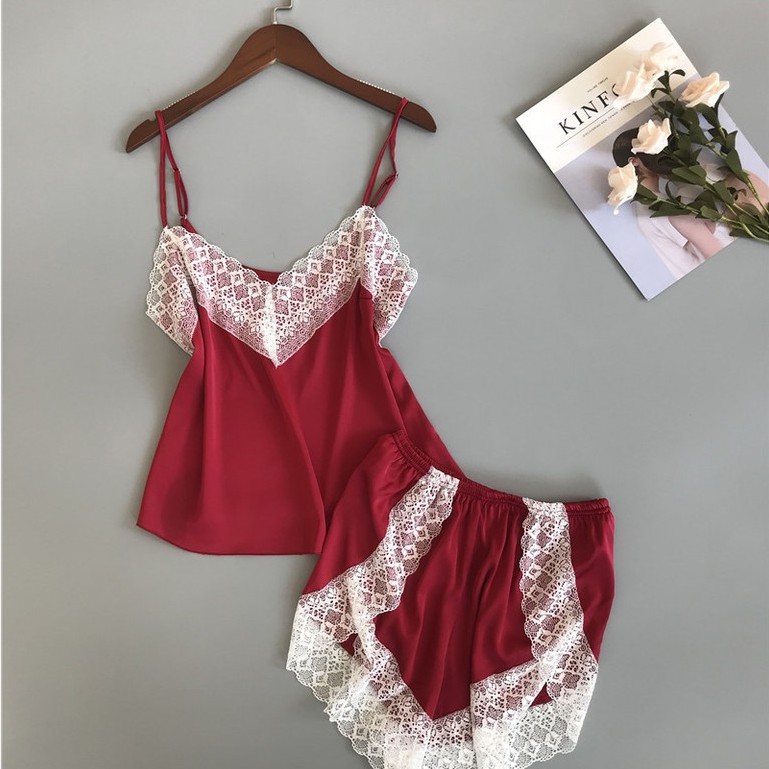 Đồ ngủ lụa đùi 2 dây cao cấp💝FREESHIP💝  SL160 váy ngủ pijama đui cộc tay ngủ lụa đẹp siêu sale giá rẻ | BigBuy360 - bigbuy360.vn