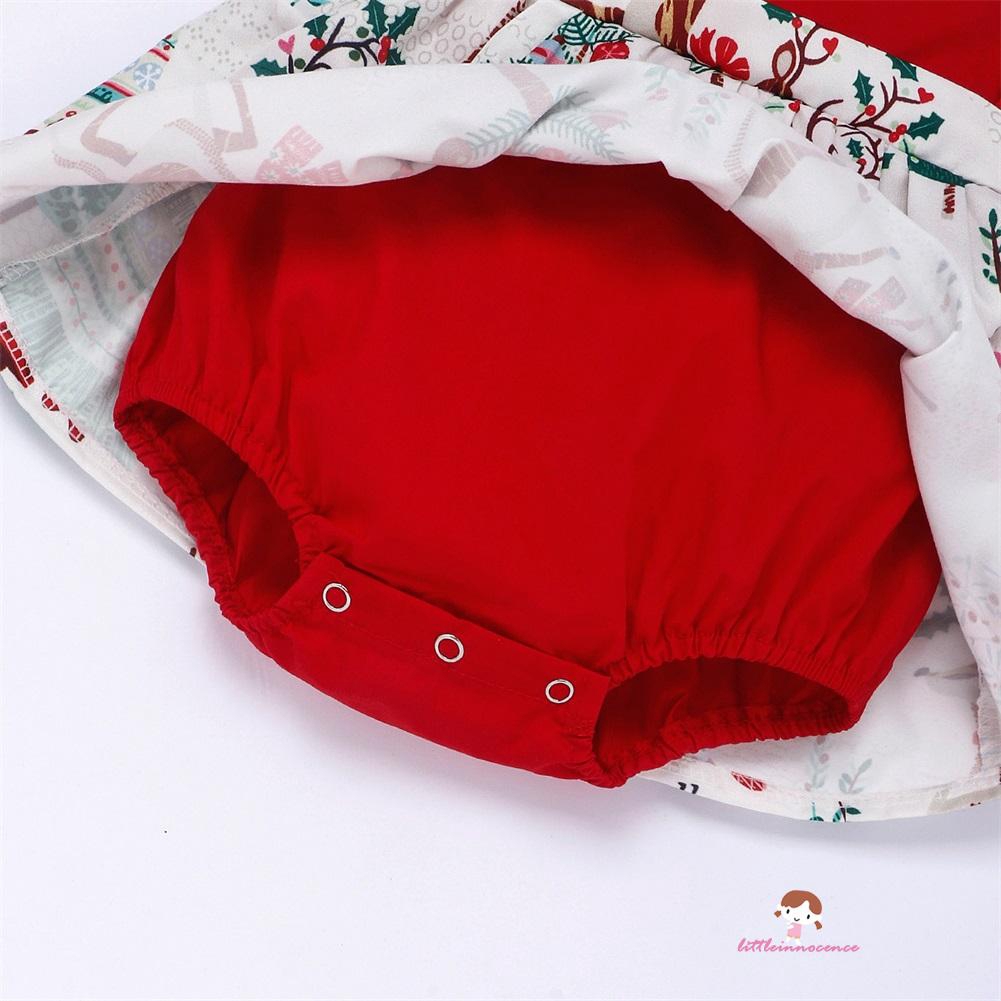 Bộ áo váy xòe phong cách Giáng sinh đáng yêu cho bé gái