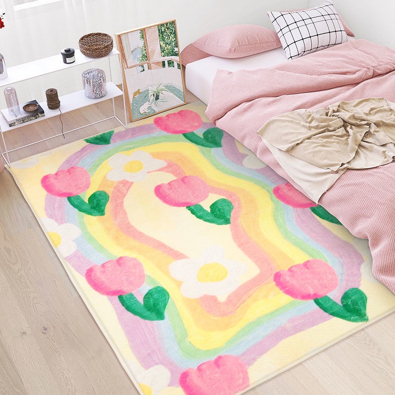 Thảm Trải Sàn Họa Tiết Hoa Tulip Trang Trí Phòng Khách / Phòng Ngủ / Hành Lang