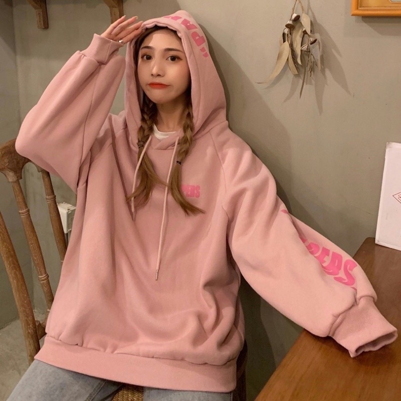 Áo hoodies nữ chất nỉ form rộng chất dầy dặn có mũ - Áo nỉ lót lông Quảng Châu mới