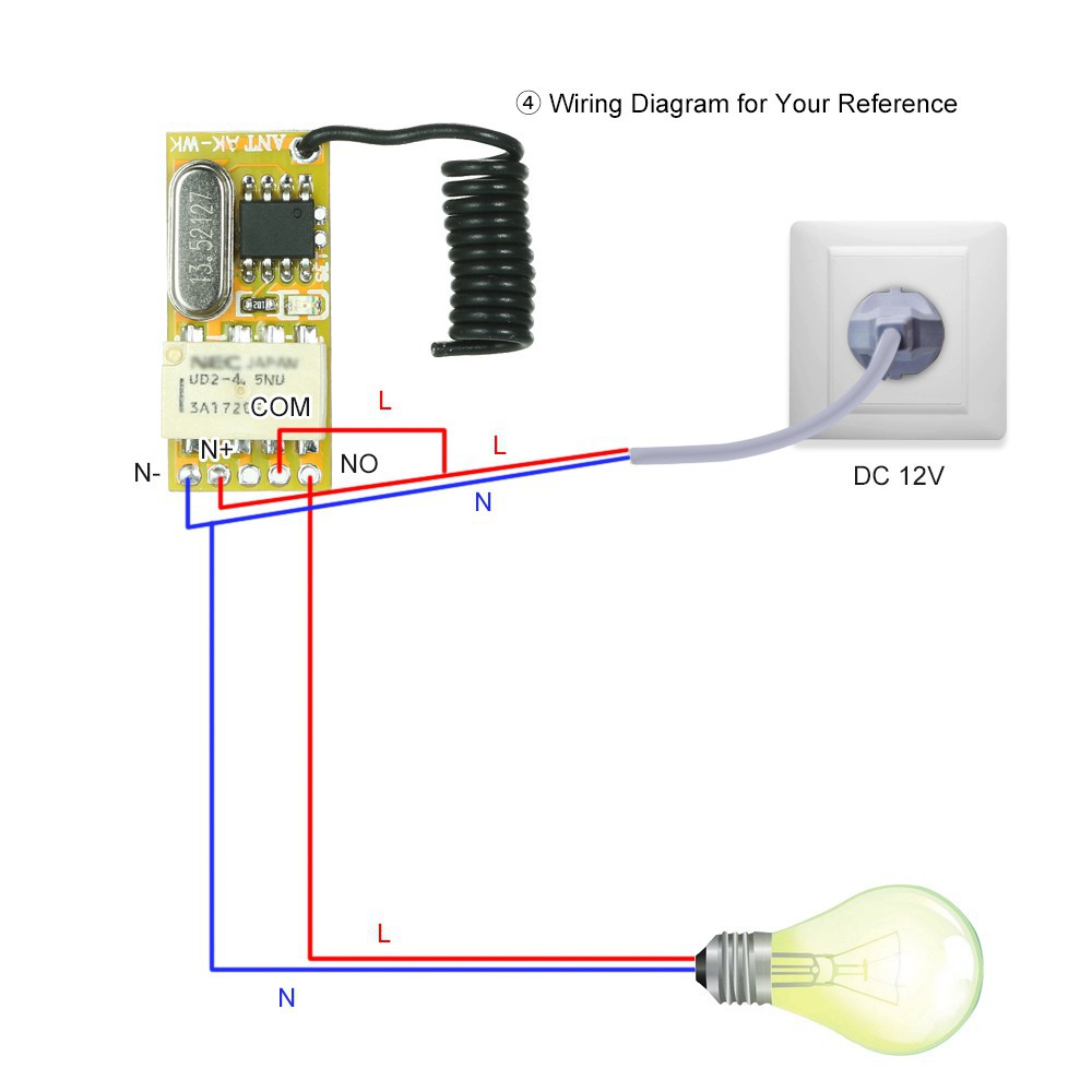 Bộ thiết bị thu phát tín hiệu không dây đa năng 433Mhz DC 3.7V 4.5V 5V 6V 7.4V 9V 12V