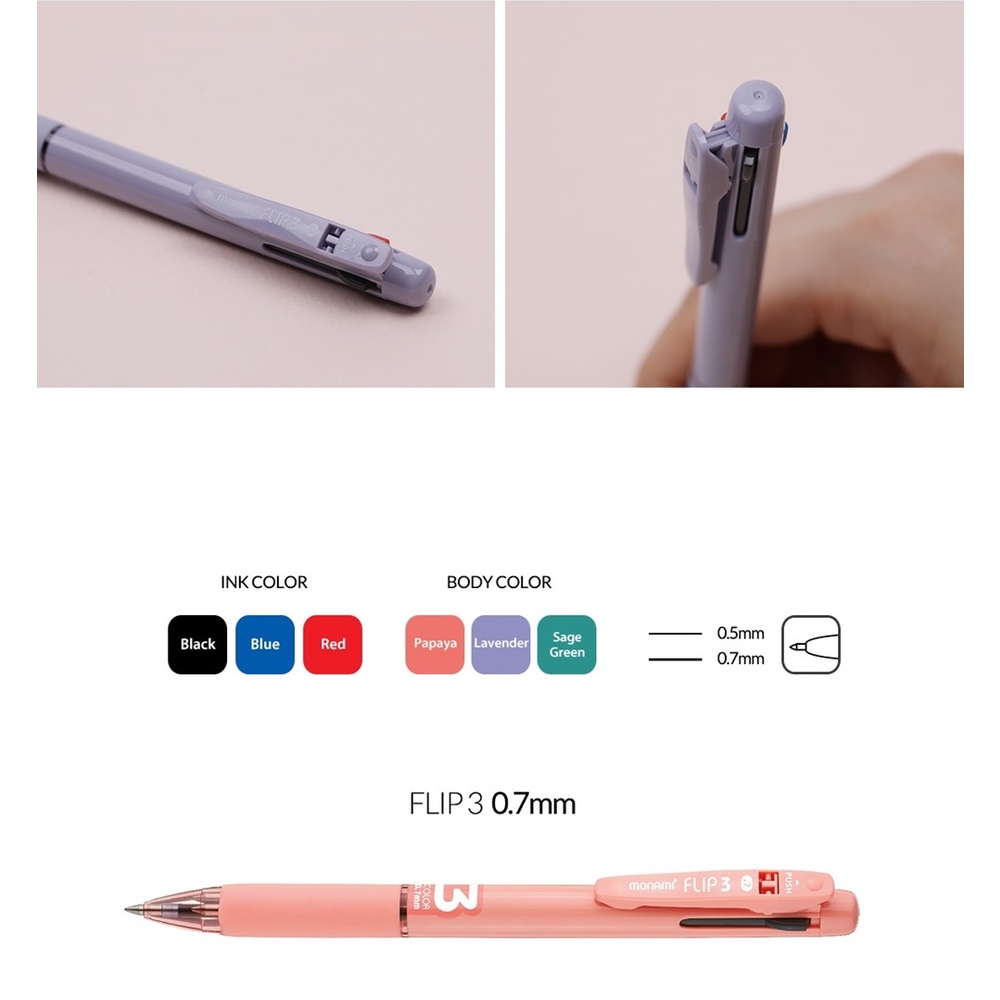 Bút Bi ARTBOX Hàn Quốc 3 Ngòi Đa Dụng Đầu 0.7mm Papaya