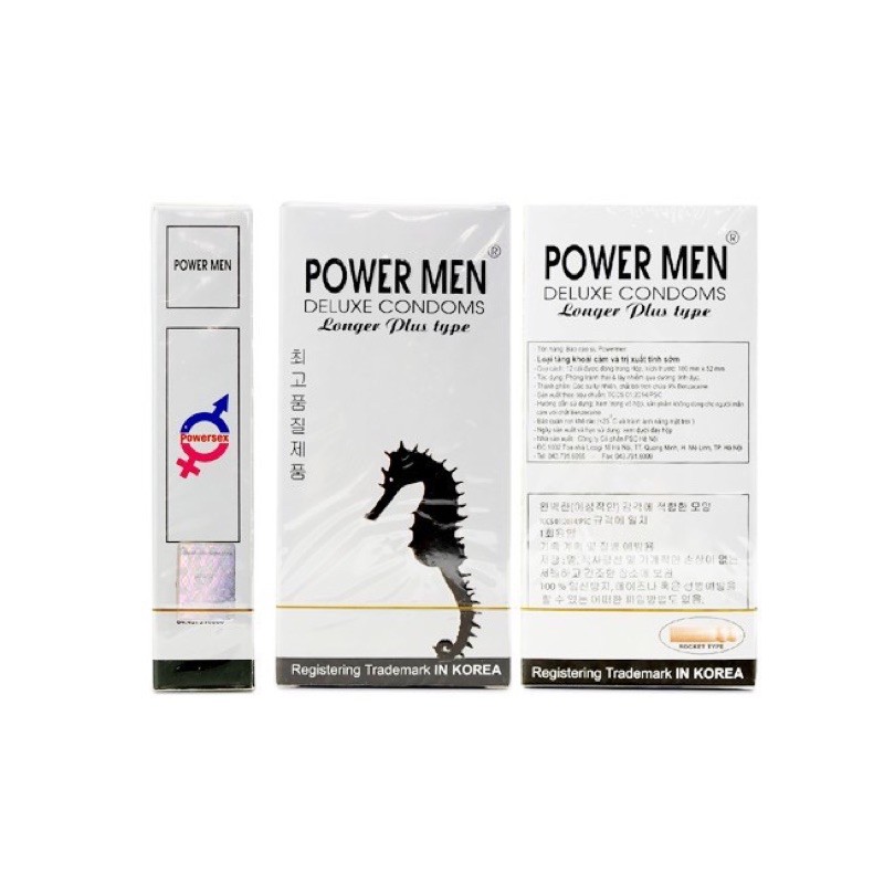 Bao cao su Power Men Longer Plus cá ngựa hộp 12 chiếc