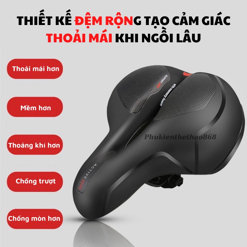 Yên Xe Đạp Thể Thao Thế Hệ Mới Chính Hãng, Chống Xóc Chống Nước Kèm Phản Quang Sau Xe - Hàng Cao Cấp Loại 1