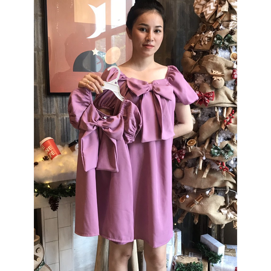 đầm mẹ và bé tím nơ siêu cưng