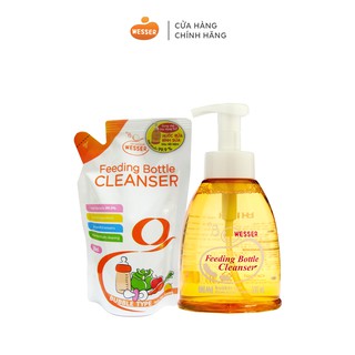 Bộ 1 chai và 1 gói nước rửa bình sữa Wesser 500ml (Nhập khẩu Hàn Quốc)