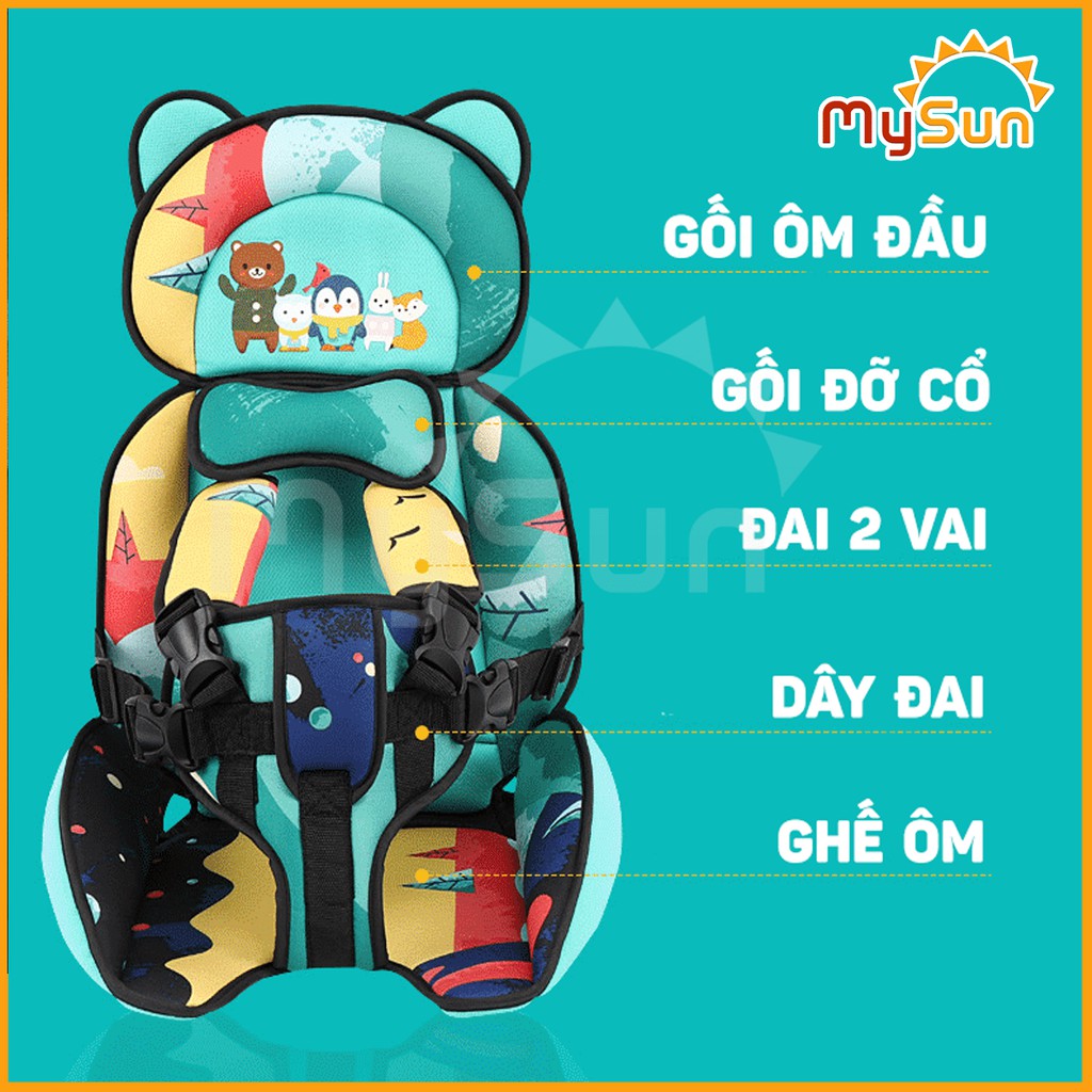 Ghế ngồi ô tô cho em bé 1 2 3 4 5 6 7 8 tuổi ngồi xe oto an toàn MySun