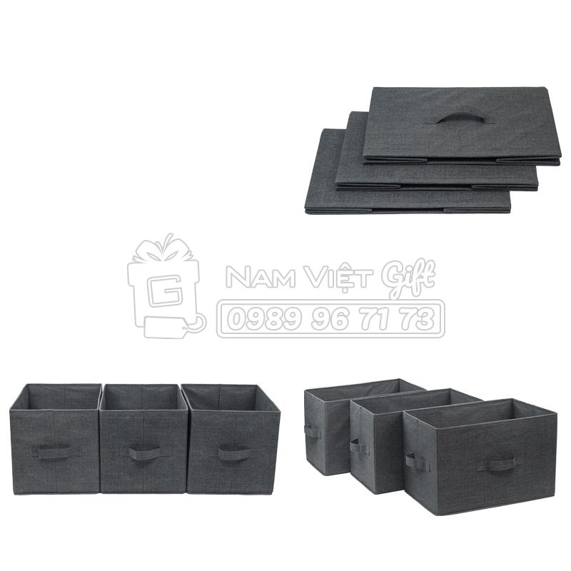 Combo 3 hộp vải đựng đồ đa năng không nắp - YMS - 3P - phong cách Nhật Bản NAVIVU