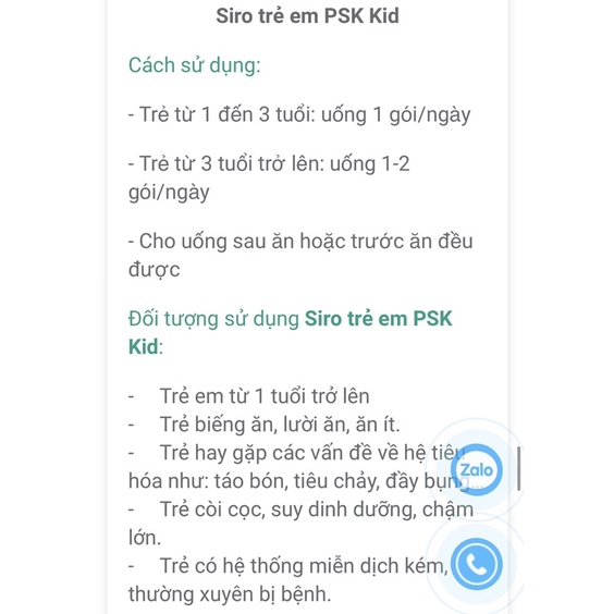 Siro PSK kid chính hãng