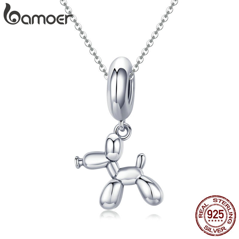 Mặt trang sức Bamoer bằng bạc hình bong bóng cún con dễ thương