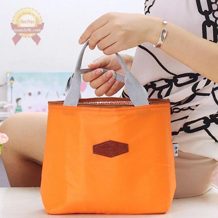 Túi đựng hộp cơm giữ nhiệt ấm thức ăn có khóa kéo bọc Vải dù OxFord chống thấm nước