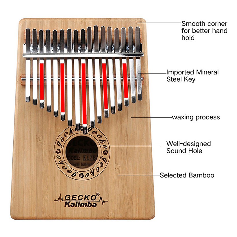 [Rẻ Vô Địch] Đàn Kalimba Gecko K17BA 17 Phím Gỗ Trúc (Cam Kết 100% Chính Hãng Nhập Khẩu Bởi Nắng Khuya Music)