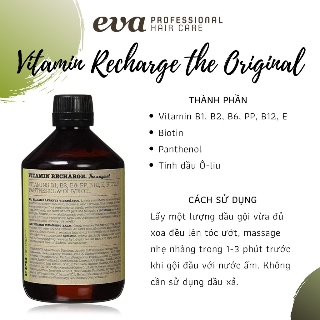 Dầu gội Eva vitamin ngăn rụng và kích thích mọc tóc phục hồi kiềm dầu chăm sóc da đầu chuyên sâu