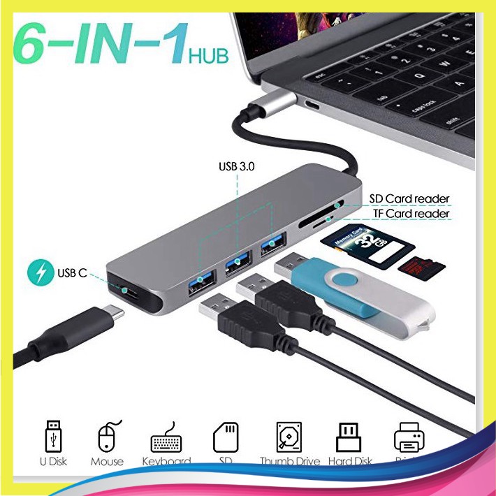 🔝 HUB USB C cho Macbook 6 in 1