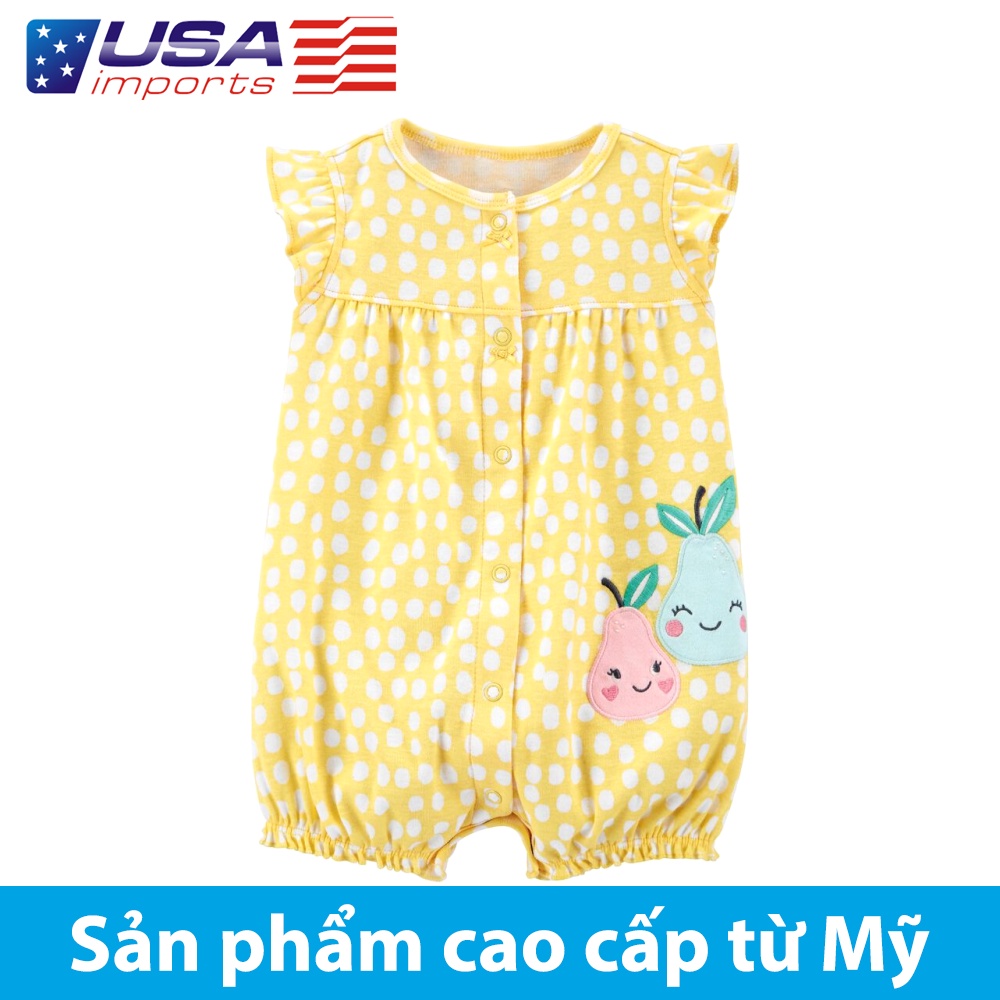 Áo liền thân dạng đùi cotton vàng thêu trái lê Car-tờ Auth Từ Mỹ (1K531510)