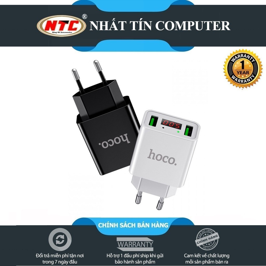Cốc sạc Hoco C25A Cool có màn hình hiển thị (2 cổng sạc, dòng điện max 2.2A) - Hãng phân phối chính thức