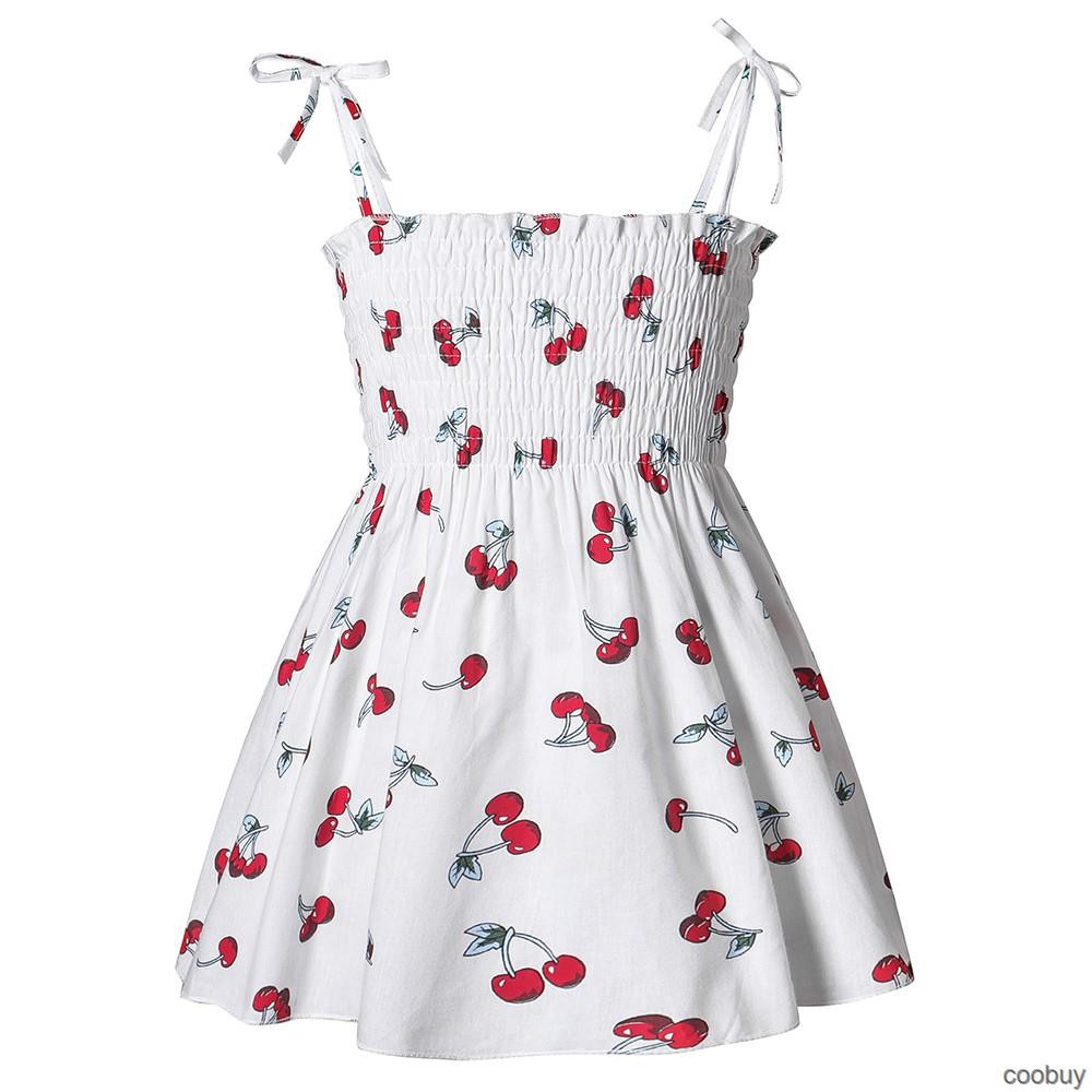 Đầm dành cho bé gái thiết kế hai dây họa tiết hoa xinh xắn