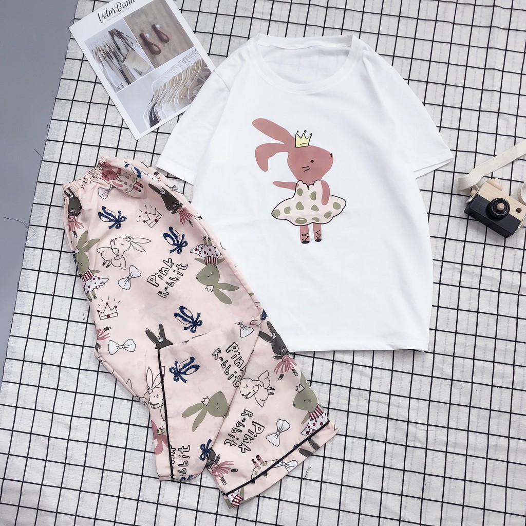 Bộ ngủ áo cotton quần lừng Kate Thái siêu cute | BigBuy360 - bigbuy360.vn