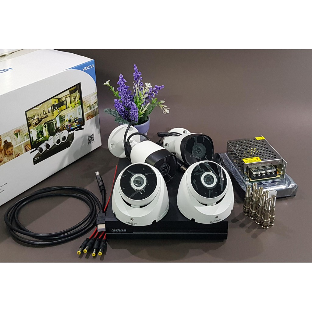 Bộ KIT Camera CVI vỏ sắt: 1 đầu ghi + 2 mắt thân trụ + 2 mắt gắn trần