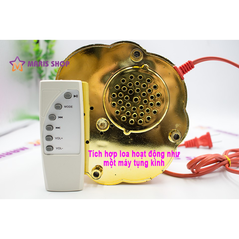 Đèn Thờ Hoa Sen 3 Bông LED Tự Đổi Màu KIÊM MÁY TỤNG KINH PHẬT Có Điều Khiển Từ Xa USB