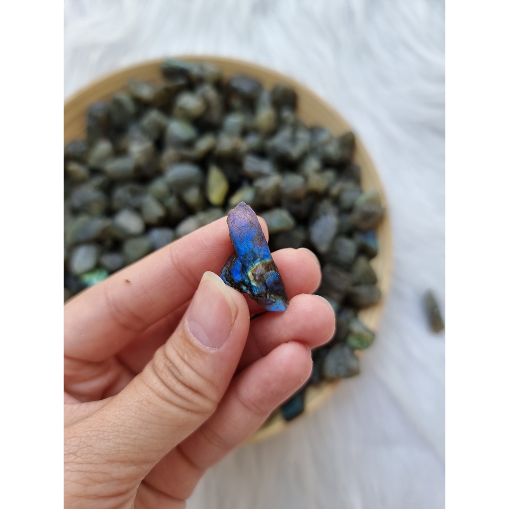 Đá thô Labradorite mini (Đá xà cừ - Hắc Nguyệt Quang) đá thanh tẩy Tarot, Reiki, đá thach anh phong thủy