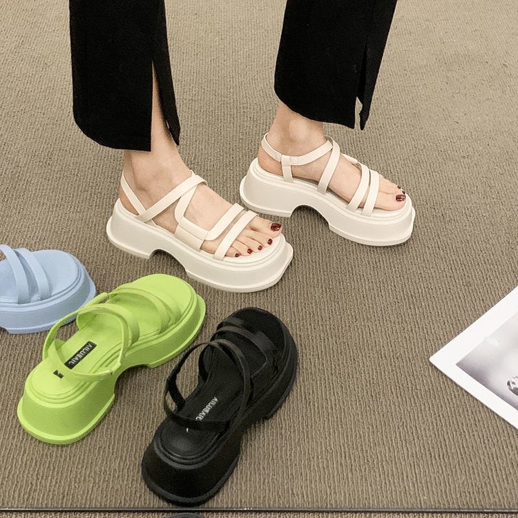 Giày Sandal Đế Dày Tăng Chiều Cao Thời Trang Mùa Hè Phong Cách La Mã Mới Cho Nữ