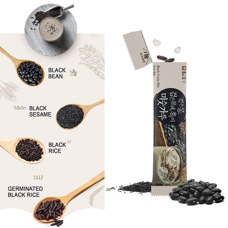 Bột Ngũ Cốc Mè Đen Đậu Đen Damtuh Hàn Quốc, Hộp 40 Gói * 20g, Ít Đường, Giàu Dinh Dưỡng, Tốt Cho Sức Khỏe