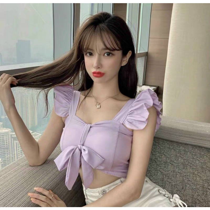 Áo cánh tiên cột nơ croptop siêu dễ thương