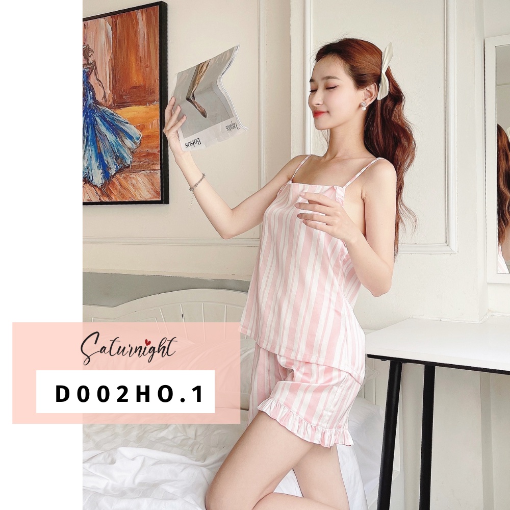 Đồ bộ nữ mặc nhà, đồ bộ 2 dây SATURNIGHT D002