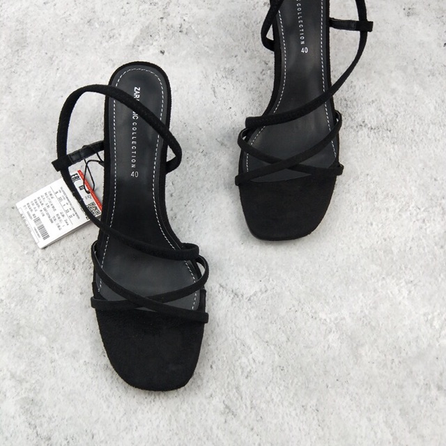 Sandal Zara gót cao 5p -6p da lộn