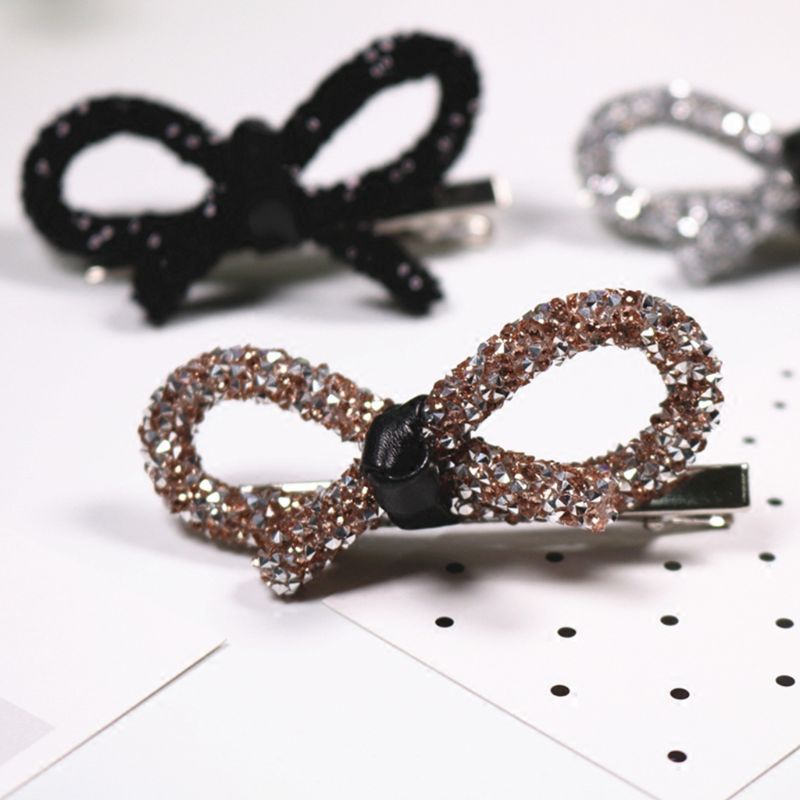 Youyo Kẹp Tóc Hình Nơ Rỗng Đính Đá Lấp Lánh Phong Cách Vintage Cho Nữ Alligat