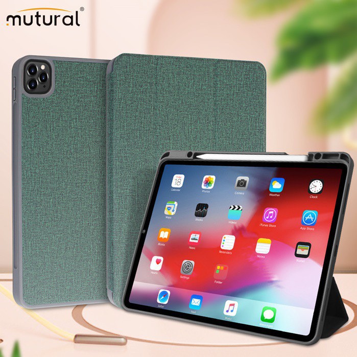 Bao da Mutural cho iPad Pro 11.0/12.9 2018/2020/2021/10.9/10.5/10.2/Gen 7/8/9.7/Air/Mini 2/3/4/5/6 có khay đựng bút