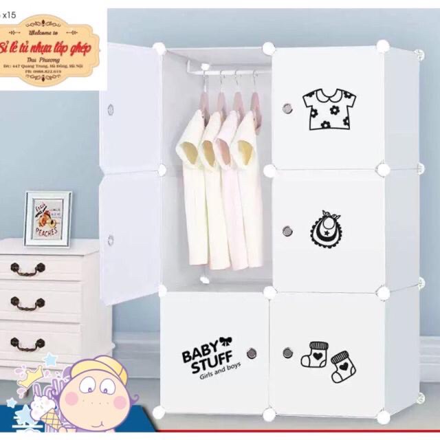 TỦ NHỰA LẮP GHÉP THÔNG MINH 6 Ô ĐỂ ĐỒ ĐA NĂNG