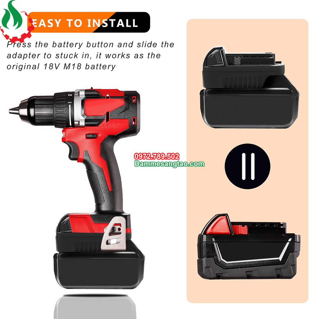 Đế chuyển pin Makita 18V sang máy Milwaukee 18V