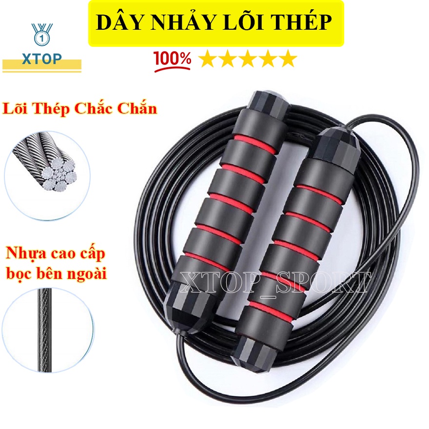 Dây nhảy thể dục giảm cân XTOP, Dây nhảy thể lực tập gym tay nắm cực êm T105