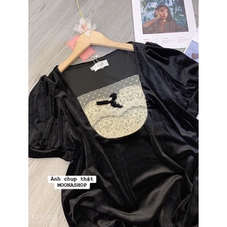 ( FREESHIP ) Áo nhung phối cổ ren