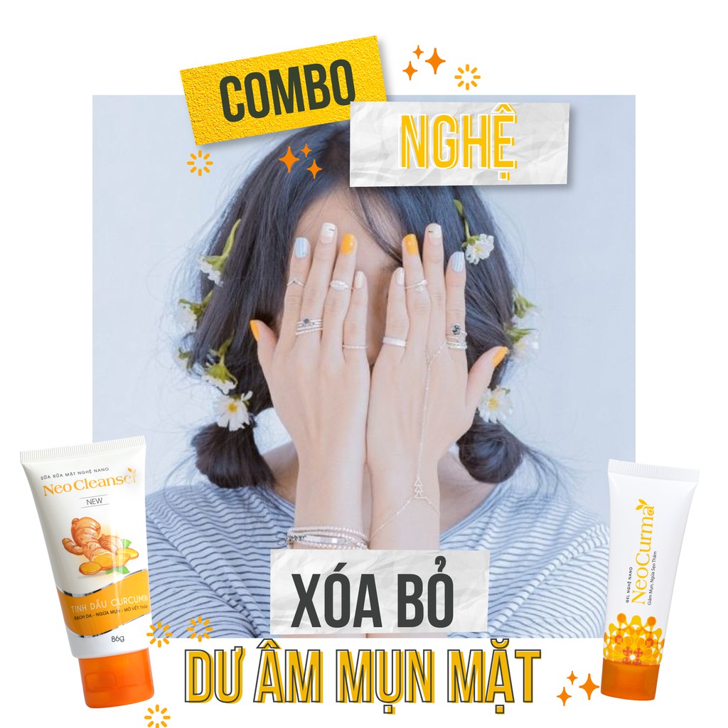 [CHÍNH HÃNG] Combo giảm mụn mờ thâm từ nghệ Sữa rửa mặt nghệ NeoCleanser + Gel nghệ nano NeoCurma