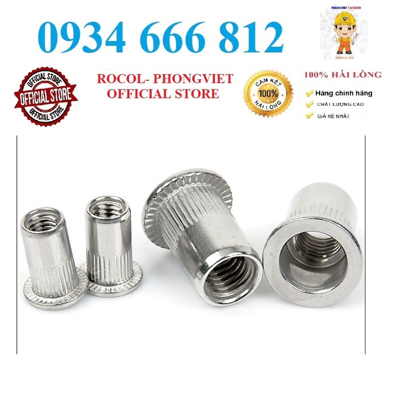 Combo 50c Ốc tán rút inox 304 M5