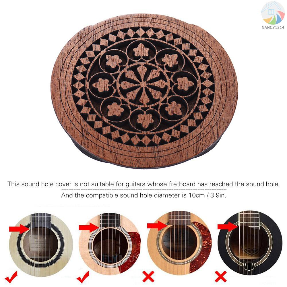 ♫Guitar Wooden Soundhole Sound Hole Cover Block Feedback Buffer Mahogany Wood for EQ Acoustic Folk Guitars