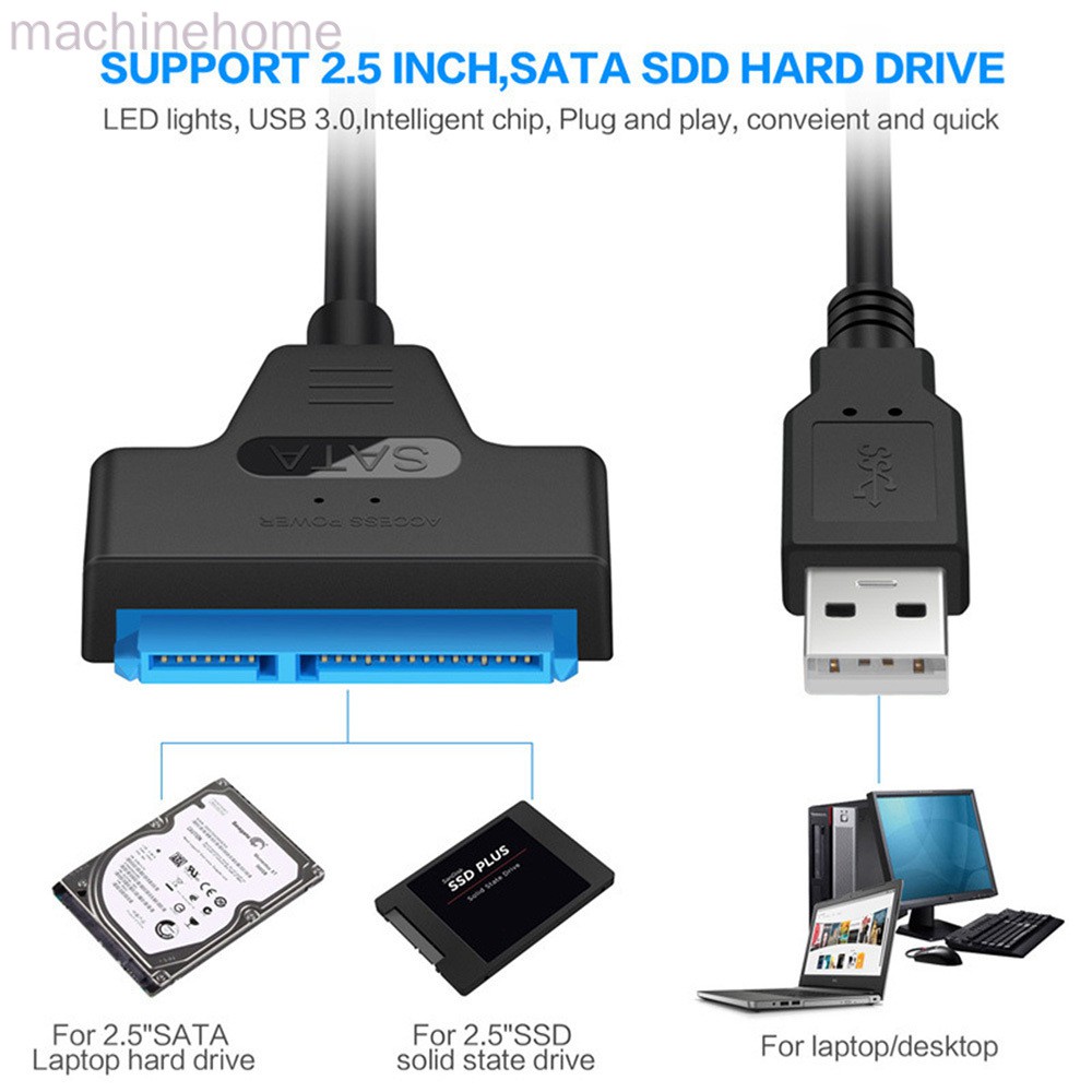 SATA 3 Cable Sata to USB Adapter 6Gbps for 2.5 Inches External SSD HDD Hard Drive 22 Pin Sata III Cable,USB 2.0,20cm machinehome