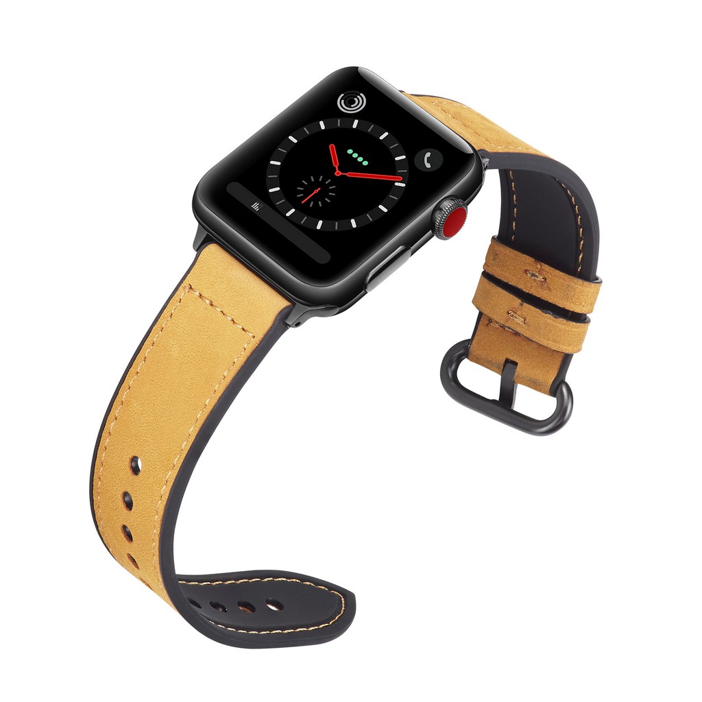 Dây đeo bằng silicon da nhám phong cách retro cho đồng hồ apple watch series 5 4 3 2 1