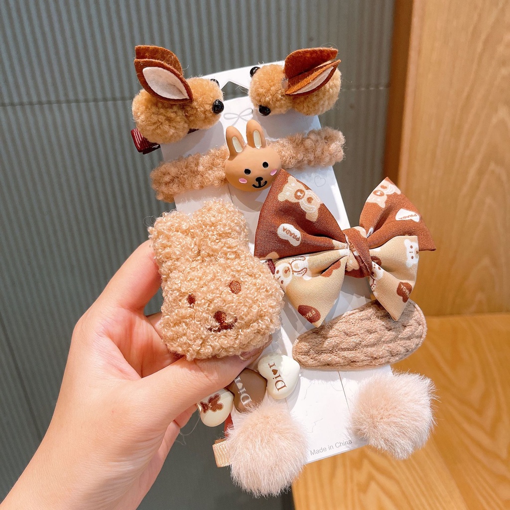 [Bộ 9] Kẹp Tóc Nhật Bản Dễ Thương Gấu Lông Phụ Kiện Thời Trang Cho Nữ AB004