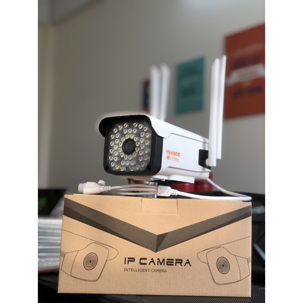 Camera yoosee ⚠️ FREESHIP ⚠️ ngoài trời 4 râu, 36 đèn,xoay 360°,đàm thoại 2 chiều - Camera yoosee ban đêm có màu BH1đổi1